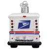 USPS Mail Truck Glass Ornament back