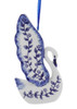 Delft Blue Style Vine Design Swan Ornament head down right side