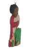 Flat Back Christmas Morning African American Girl Ornament rabbit side