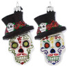 Top Hat Decorated Skull Glass Ornament