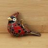 Cloisonne Decorative Red Cardinal Ornament Wood Background Side