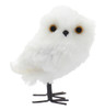 Frosty Misty White Plush Fibers and Feathers Owl Figurine Decor Left Front