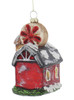 Red Barn with Windmill and Silo Glass Ornament back
