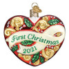 2021 1st Christmas Heart Glass Ornament