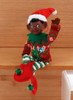 African American - Black Elf Doll Ornament - Shelf Sitter Wood Background 1