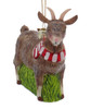Holiday Brown Goat Glass Ornament Front