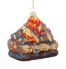 Flaming Yule Log Glass Ornament Side
