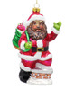 Black Santa on Chimney Glass Ornament