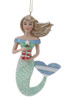 Striped Tail Mermaid Ornament Present Front