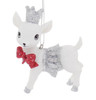 Small Sparkly White Baby Deer Ornament Red Box Left Side