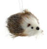 Fuzzy Brown and White Hedgehog Ornament Salt n Pepper Front Side