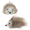 2 pc Fuzzy Brown and White Hedgehog Ornaments SET Brown Front Left Side
