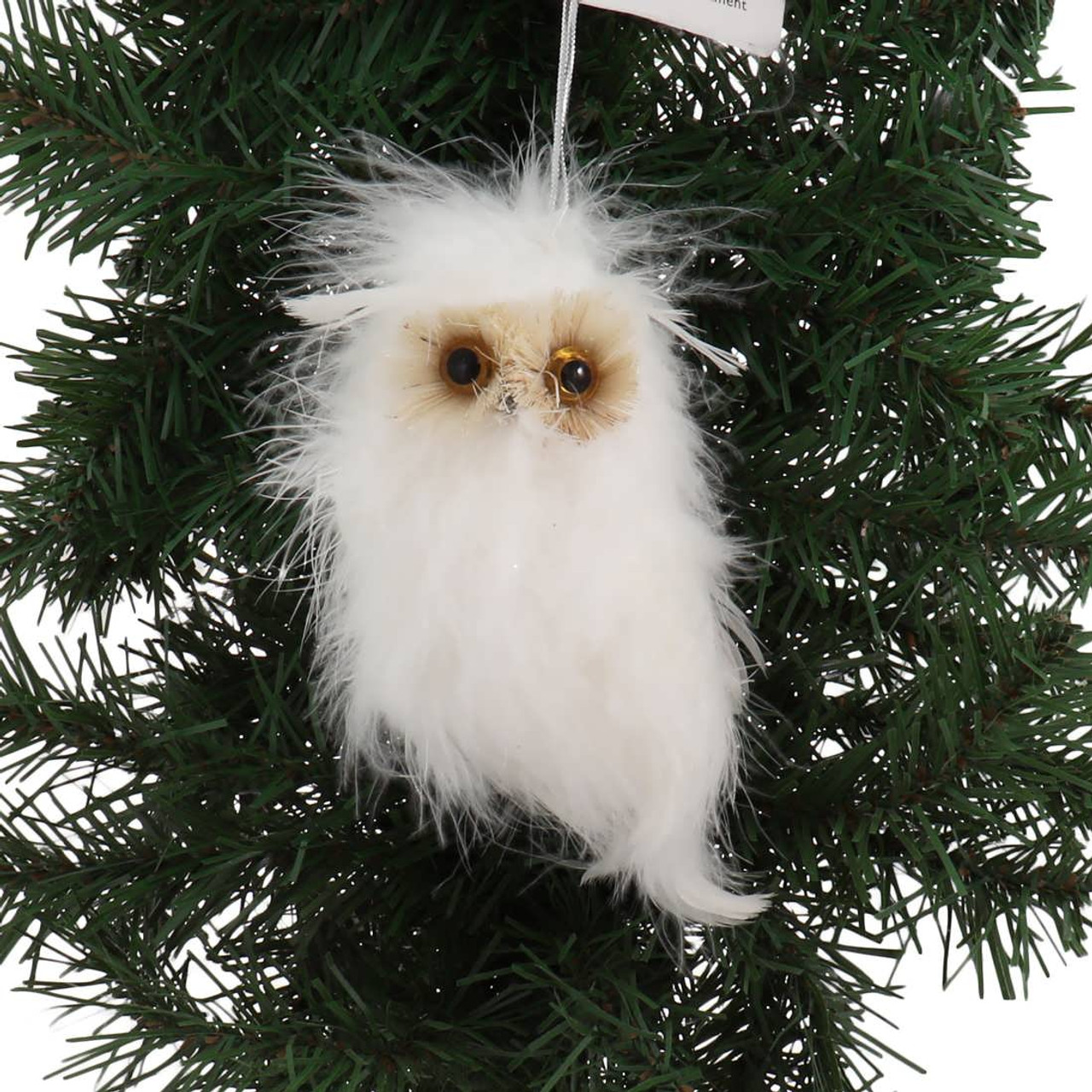 Little Chalet Grey White Fluff - Feathers Owl Ornament 3 1/4 Raz Choice of