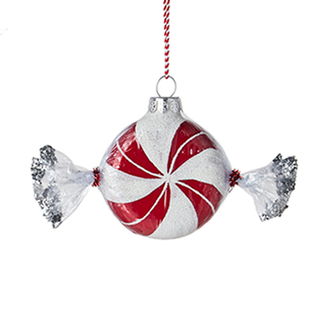 RAZ 4 Red and White Ribbon Candy Ornament - set of 3