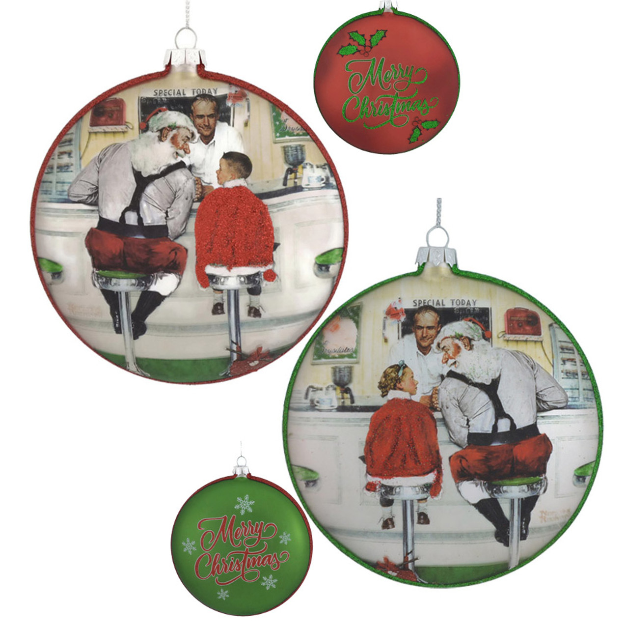 50's Diner Disc Glass Ornaments - your choice