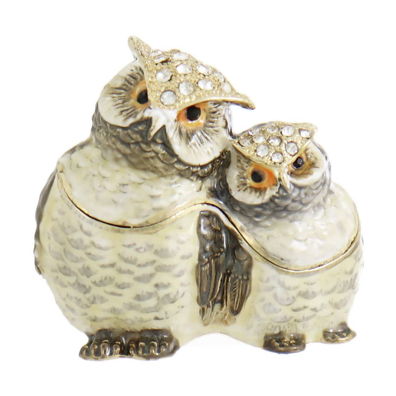 Jewelry Trinket Box Ring Holder Owl Figurine Collectible Hand-Painted Lady Gifts