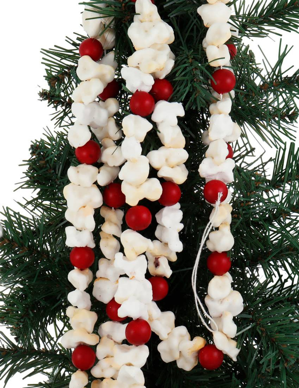 2 Set 9 Feet LED Lights Popcorn Garland Artificial Popcorn Cranberry  Garland with LED Light String Old Fashion Christmas Tree Garland String for
