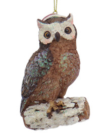 Glittered Woodland Wildlife Owl Ornament