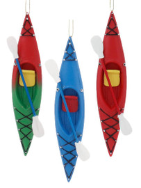 Set of 3 Colorful Sit-In Kayak Ornaments