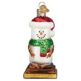 Smore Snowman Glass Ornament