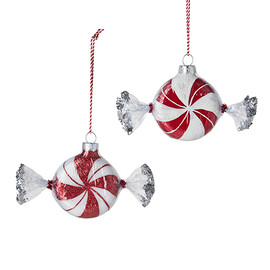 Wrapped Peppermint Candy Glass Ornament
