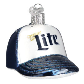 Miller Lite Baseball Cap Glass Ornament