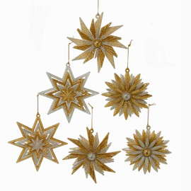 Set of 6 Gold and Silver Shimmering Ornaments