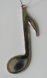 Music Note Christmas Ornament Eighth Note 3.5 Silver
