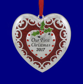 Dated 2017 Our First Christmas Heart Ornament