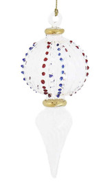 Frosted USA Beads Top Melon Mouth-Blown Egyptian Glass Ornament