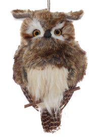Brown Furred Long-Eared Hoot Owl Flat Back Wall Decor, Ornament