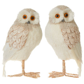 Woodland Sparkle Tan Owl Figurine, 10" Large