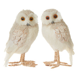 Woodland Sparkle Tan Owl Figurine, 6" Small