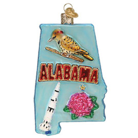 State of Alabama Glass Ornament