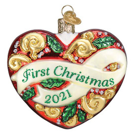 2021 1st Christmas Heart Glass Ornament