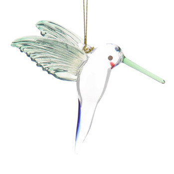Clear with Light Wings Hummingbird Mouth-Blown Egyptian Glass Ornament