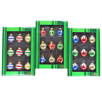 3 - 9pc Sets of Mini - Small Decorated Snowy Glass Ornaments