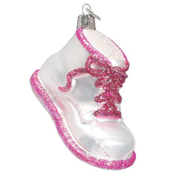 Pink Baby Shoe Glass Ornament