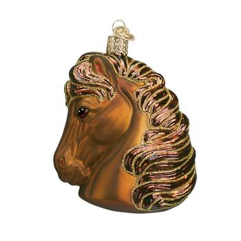 Horse Head Glass Ornament Brown