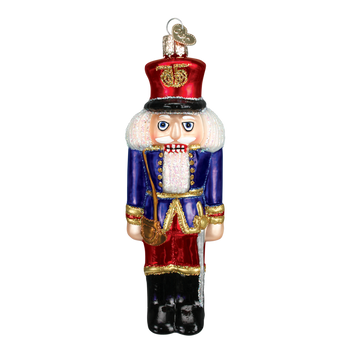 Blue and White Nutcracker Soldier Wood Ornament 5 3/4
