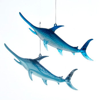 Set of 2 Blue Swordfish Ornament