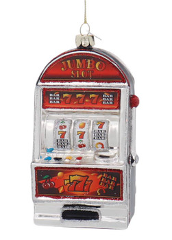 Red 7's Slot Machine Glass Ornament