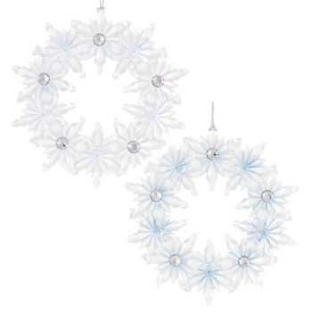 Blue and Semi-Clear Snowflake Wreath Ornament