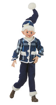 Cozy Knit Blue Posable Elf Shelf Sitter Jacket