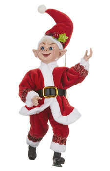 Smaller Red Suit Posable Elf Ornament or Shelf Sitter