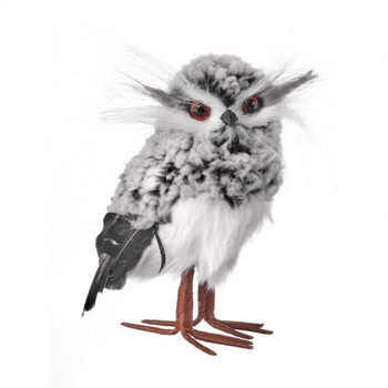 Wooly Grey Feathered Owl Figurine, Sm