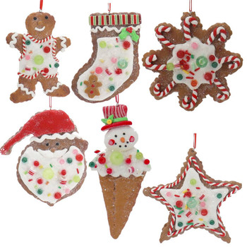 Set of 6 Sparkly Claydough Kids Cookie Ornaments