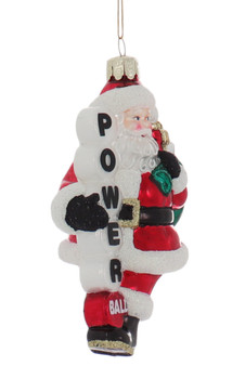 Power Ball Lottery Santa Glass Ornament Front Side