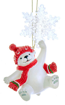 Arctic Polar Bear with Snowflake Ornament