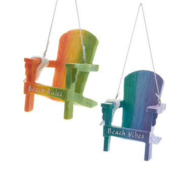 Colorful Beach Rules or Vibes Chair Ornament